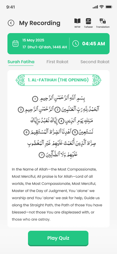 Your recording with meaning and translation